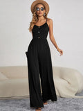 SOLID COLOR CASUAL SLEEVELESS LOOSE JUMPSUIT