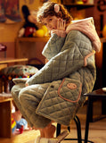 LIGHT BLUE PAJAMAS TRIPLE-LAYER PADDED WARM CORAL FLEECE HOODED