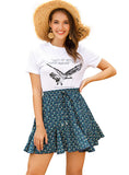 PRINTED HIGH WAIST FOLD SKIRT