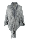 CAPE CARDIGAN FUR COLLAR TASSEL SWEATER