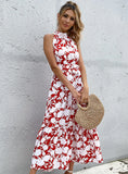 FLORAL SLING SLEEVELESS HALTER NECK DRESS