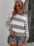 WARM STRIPED STITCHING SWEATER
