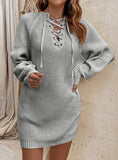 DRAWSTRING LONG PULLOVER SWEATER