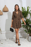 STRIPED CASUAL V-NECK DRESS