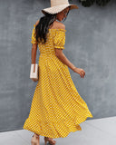 POINT OFF THE SHOULDER DRESS