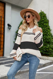 SEXY COLOR MATCHING STRIPED SWEATER