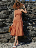 SUSPENDER HIGH WAIST ORANGE DRESS