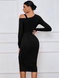 SPLIT LONG SLEEVE SEXY DRESS