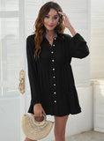 SINGLE-BREASTED COTTON BUTTON SHIRT DRESS