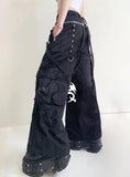 PRINTED HIP-HOP WIDE-LEG POCKET TROUSERS PANT