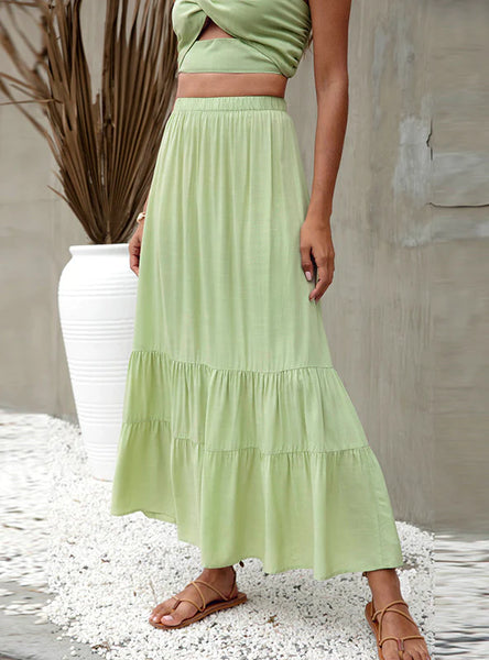 BEACH SOLID CCOLOR FLOUNCE SKIRT