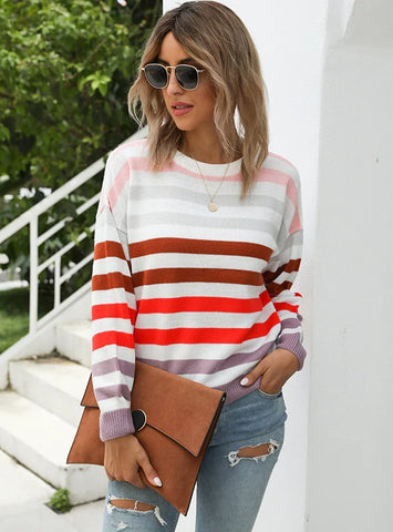 FASHION STRIPED PULLOVER SWEATER
