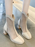 WOMEN'S ROUND HEAD HOLLOW MESH SURFACE BOOTS