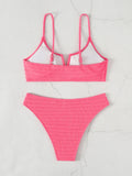 SEXY RUFFLED SMALL V-NECK SOLID COLOR BIKINI