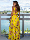 SLEEVELESS PARTY BEACH FLOARL PRINT MAXI DRESS