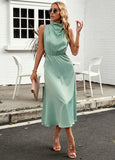 SOLID COLOR SLEEVELESS LONG DRESS