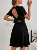 SEXY BACKLESS V-NECK RUFFLED DRESS