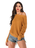 SIMPLE SOLID COLOR ROUND NECK PULLOVER SWEATER