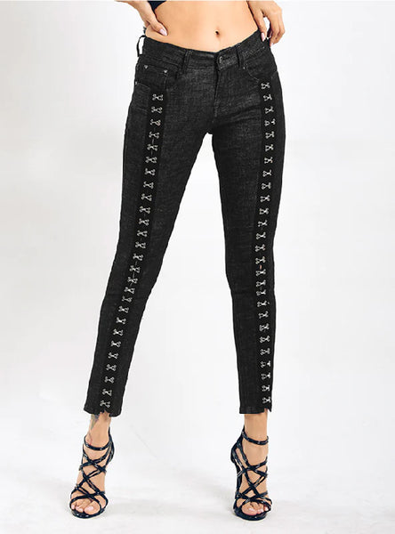 SLIM STRETCH RIVET BUTTON JEANS