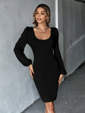 KNITTED SEXY BACKLESS LONG-SLEEVED DRESS