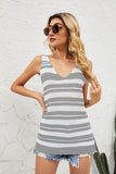 WOMEN'S STRIPED V-NECK TOP VEST