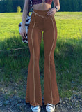 HIGH WAIST HIP-LIFTING SLIM FLARED TROUSERS