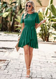 SOLID COLOR ROUND NECK DRESS