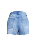 HIGH WAIST PEARL BEADED DENIM SHORTS