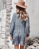 LONG SLEEVE FLORAL CASUAL DRESS