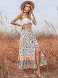 SLIM PRINT LACE-UP SPLIT SKIRT