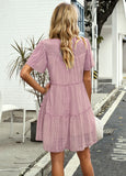 A-LINE SOLID COLOR SHORT SLEEVE DRESS