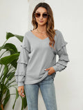 WOMEN V-NECK LANTERN SLEEVE TOP