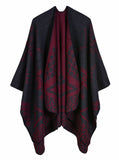 GEOMETRIC PATTERN SPLIT LENGTHENED CASHMERE CLOAK