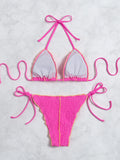 PLEATS SOLID COLOR SEXY BIKINI