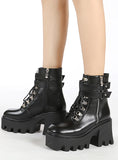 ROUND HEAD MOTORCYCLE SIDE ZIPPER MARTIN BOOTS