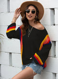 HOLLOW BEACH STITCHING KNIT RAINBOW SWEATER