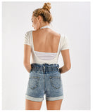 HIGH WAIST LOOSE WIDE LEG DENIM SHORTS