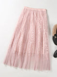 EMBROIDERY A-LINE TUTU LACE MESH SKIRT
