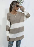 KNITTED LONG SLEEVE STRIPED SWEATER