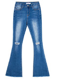 COWBOY FLARED TROUSERS HOLES BURRS JEANS