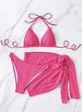 OPEN-BACK LACE-UP THREE-PIECE SWIMSUIT