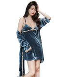 VELVET LONG-SLEEVED NIGHTGOWN TWO-PIECE SET