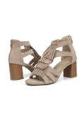 FRINGED HIGH-HEELED FISHMOUTH THICK-HEELED SANDALS