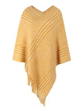 STRIPED CAPE FRINGED SHAWL