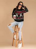 CHRISTMAS REINDEER CONTRASTING CREWNECK SWEATER