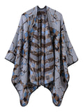 MOSAIC PATTERN CASHMERE SHAWL CAPE BOTH POSITIVE NEGATIVE