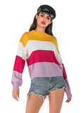 SPLICED LONG SLEEVE PULLOVER SWEATER