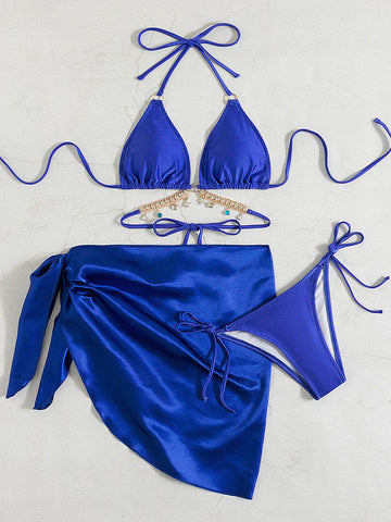 CRYSTAL DIAMOND SEXY TETHER THREE SET BIKINI