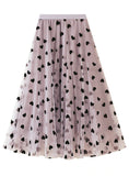 HIGH WAIST FLUFFY GAUZE FLOCKING SKIRT