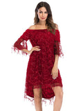 OFF THE SHOULDER SEQUINED DRESS